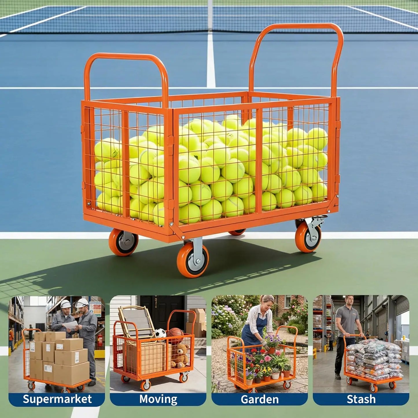 6-in-1 Platform Truck Cart with Cage 1800 lbs