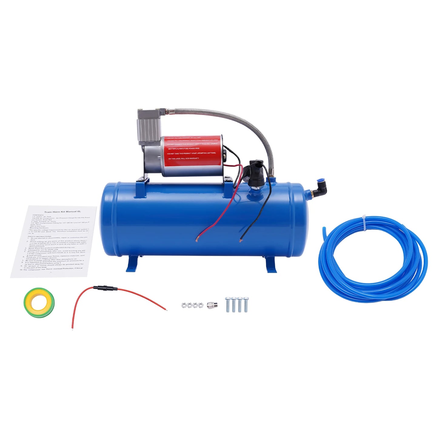 12V 150 PSI Train Horn Air Compressor Kit, 6L Tank