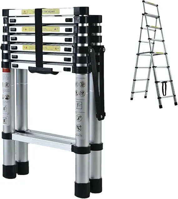 Aluminum A-Frame Extension Ladder 6+7 ft, Folding