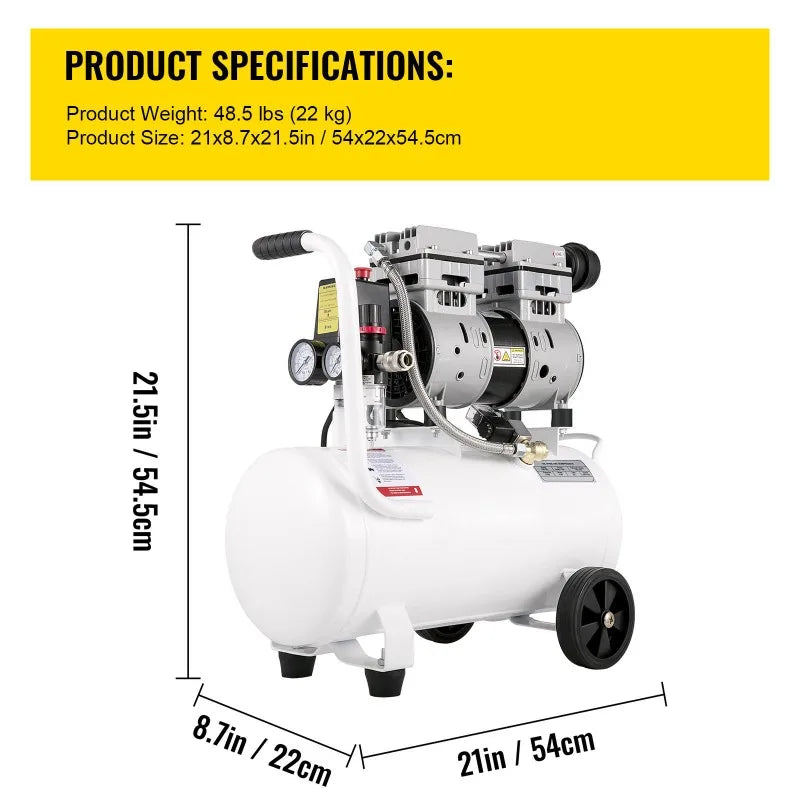 6.6 Gallon Quiet Pancake Air Compressor 115 PSI