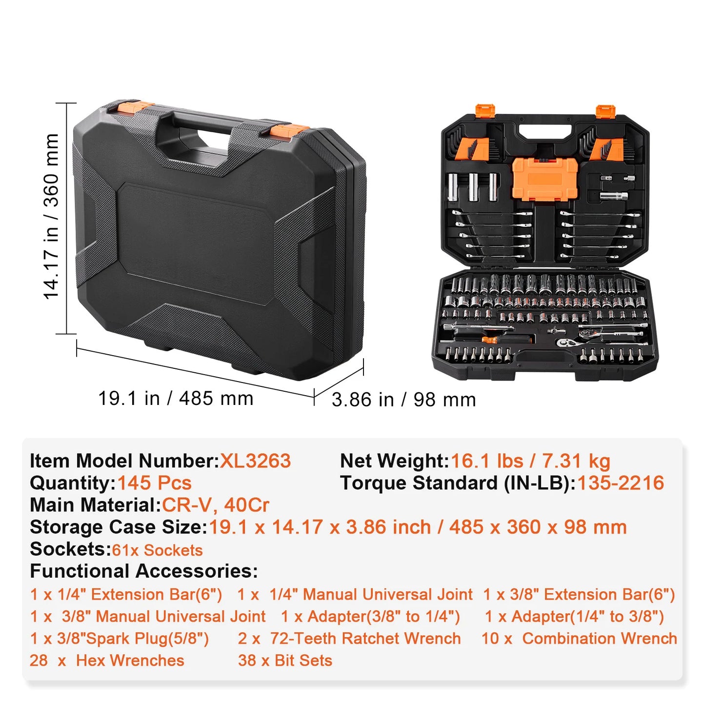 450-Piece Mechanics Tool & Socket Set SAE/Metric