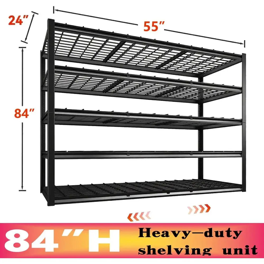 5-Tier Adjustable Garage Shelving 84x55x24"