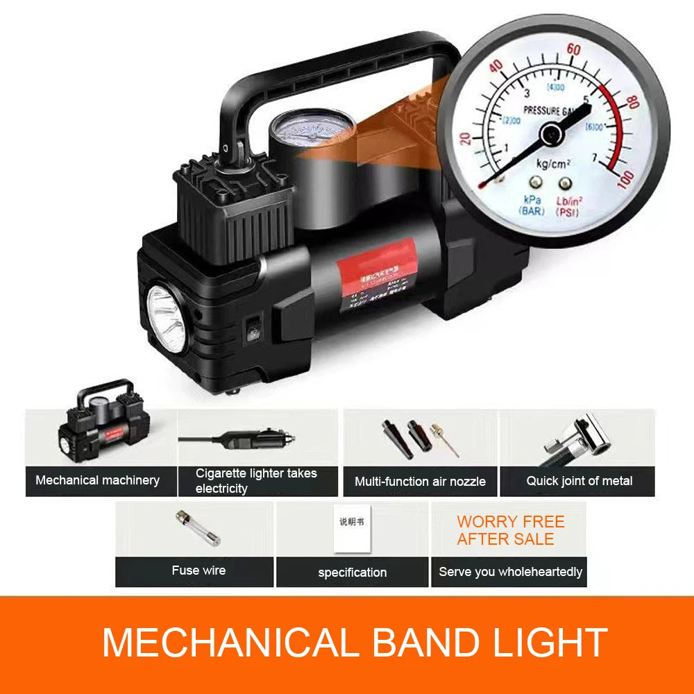 Mini 12V Car Air Compressor 150 PSI Dual Cylinder