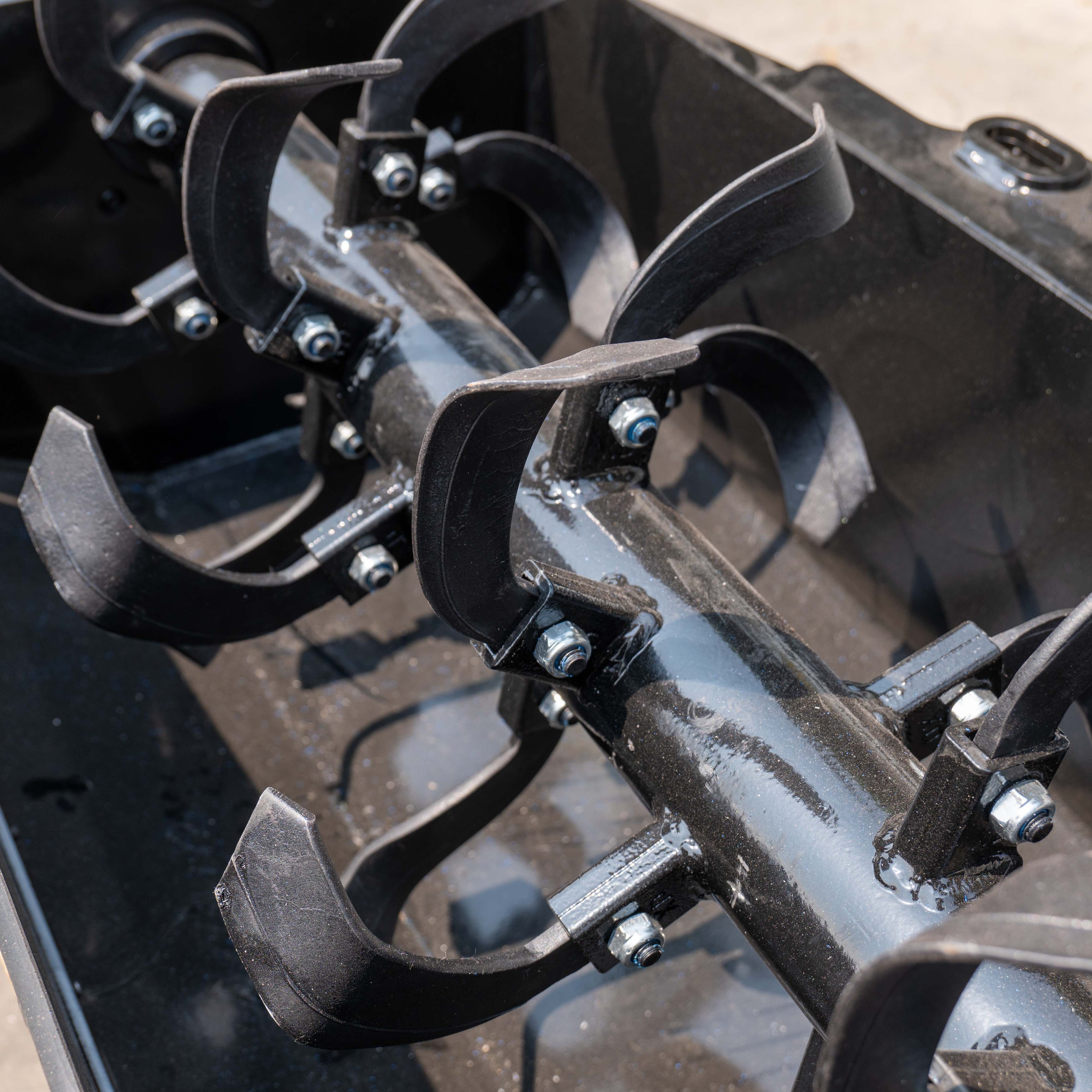 Rotary Tiller Attachment with Hoses for Skid Steer Loader