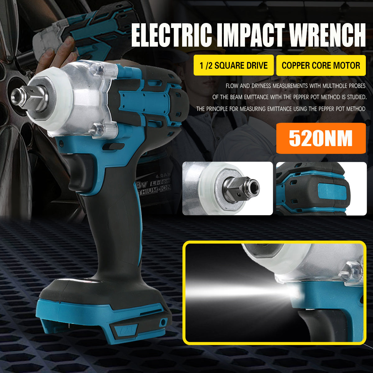 520Nm Brushless Impact Wrench 1/2" for Makita 18V