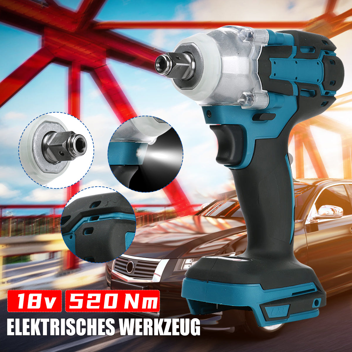 520Nm Brushless Impact Wrench 1/2" for Makita 18V
