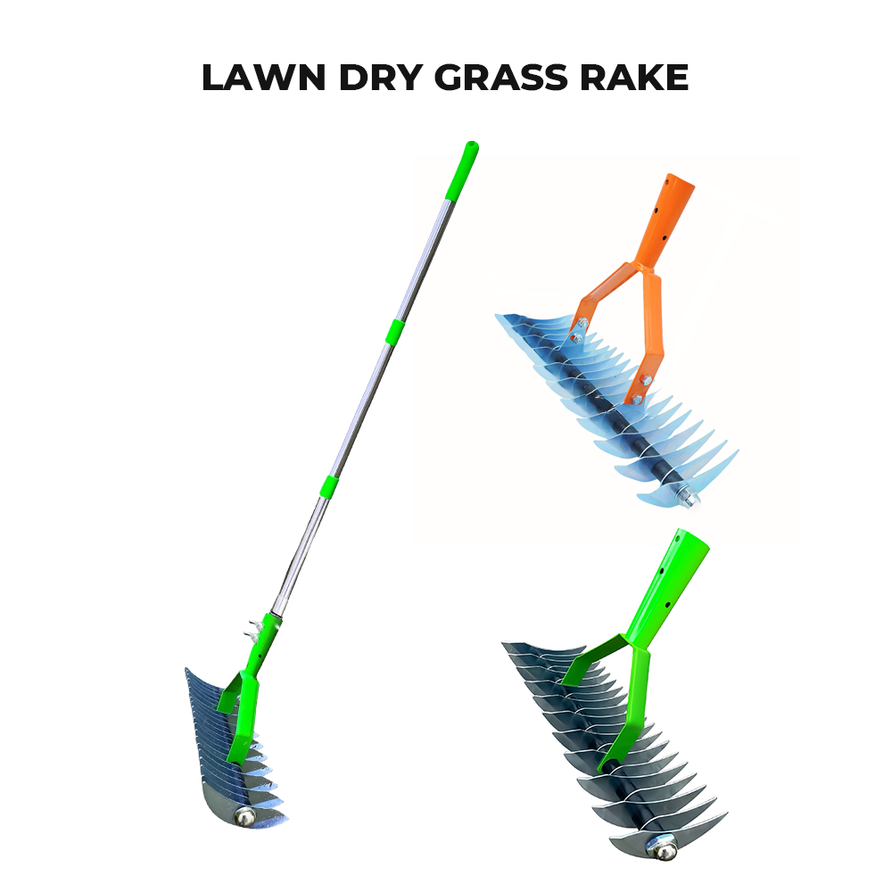 Thatch Rake for Lawn Care Detachable Dethatching Rake Garden Leaf Rake Soil Cultivator Lawn Aerator Tool with Adjustable Handle