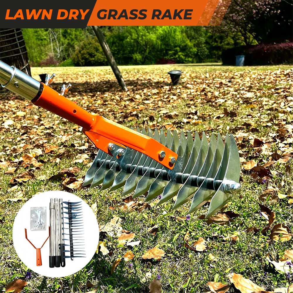 Thatch Rake for Lawn Care Detachable Dethatching Rake Garden Leaf Rake Soil Cultivator Lawn Aerator Tool with Adjustable Handle