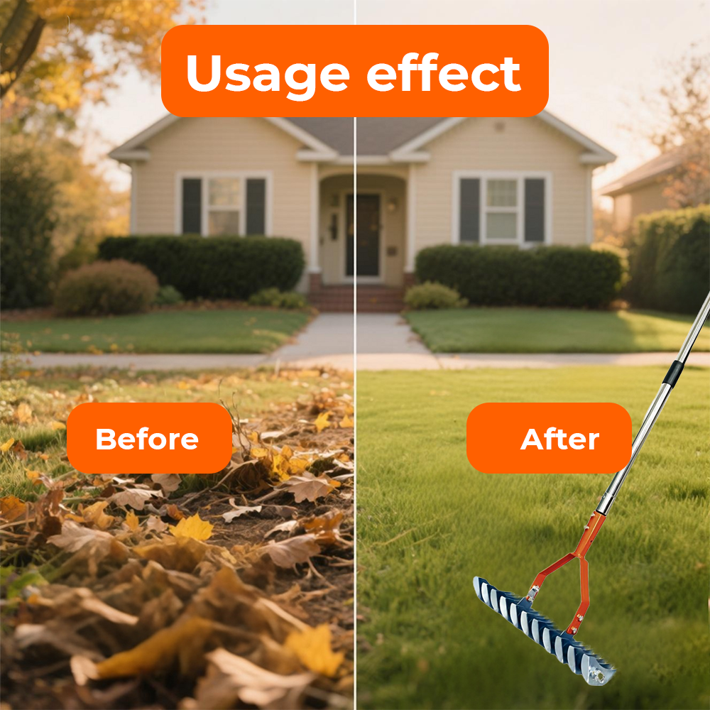 Thatch Rake for Lawn Care Detachable Dethatching Rake Garden Leaf Rake Soil Cultivator Lawn Aerator Tool with Adjustable Handle