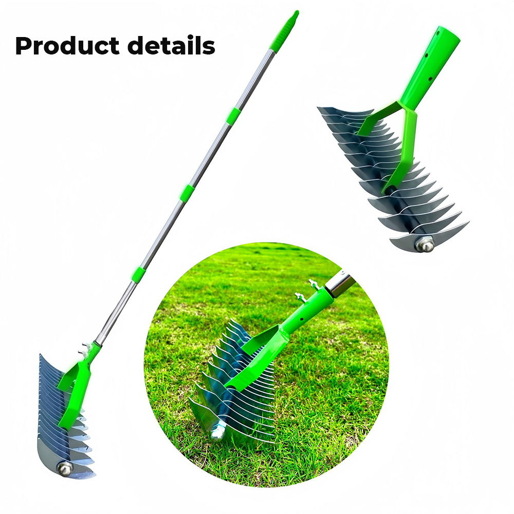 Thatch Rake for Lawn Care Detachable Dethatching Rake Garden Leaf Rake Soil Cultivator Lawn Aerator Tool with Adjustable Handle
