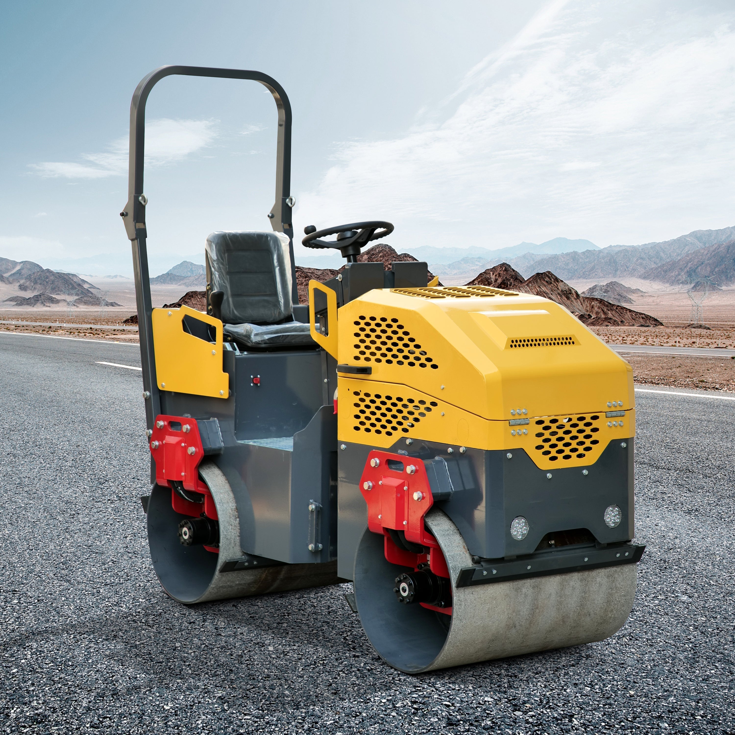 Rato Engine 1.0 ton Asphalt Roller for Sale, Hydraulic Vibrating, Double Steel Wheel