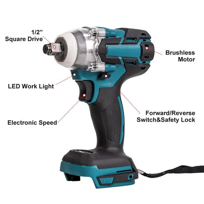 520Nm Brushless Impact Wrench 1/2" for Makita 18V