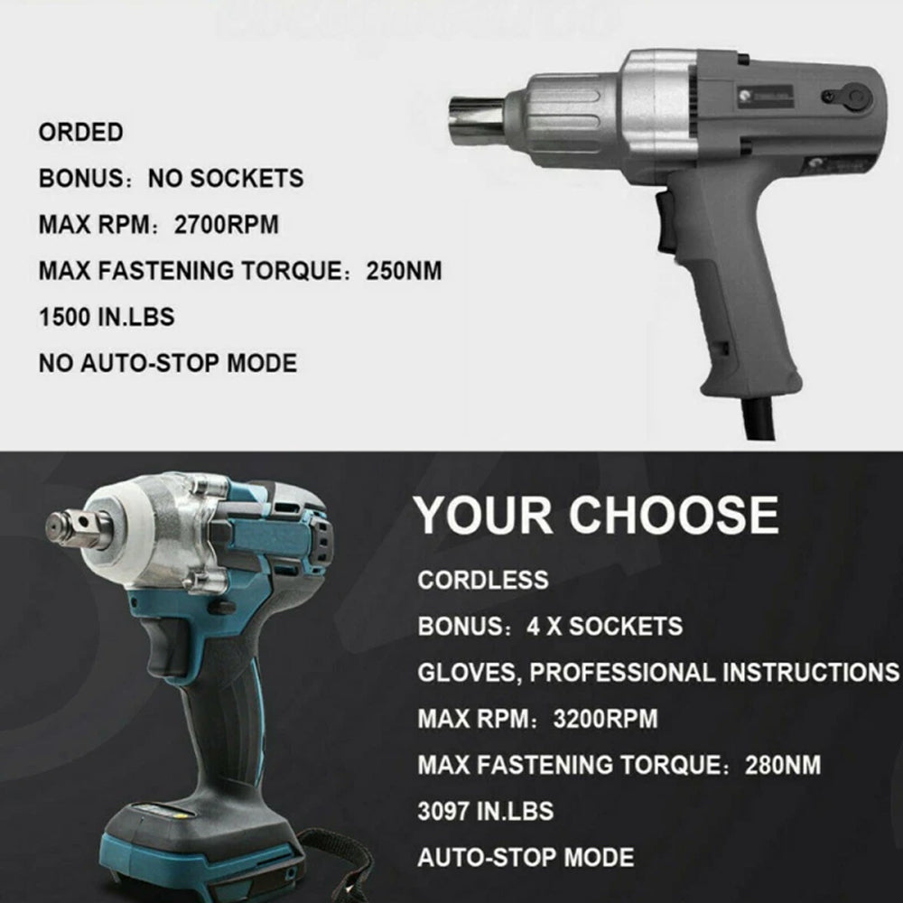 520Nm Brushless Impact Wrench 1/2" for Makita 18V