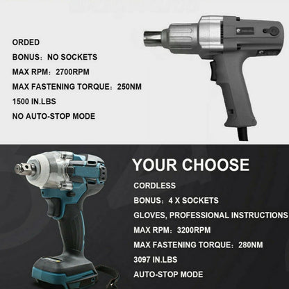 520Nm Brushless Impact Wrench 1/2" for Makita 18V