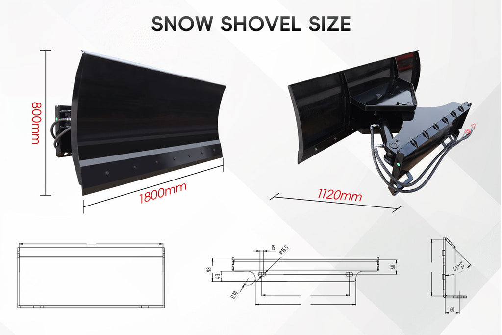 70' Skid Steer Bulldozer Blade / Snow Plow Pusher 30° Left & Right Snow Plow Pusher Attachment