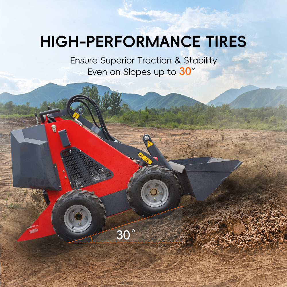 Mini Stand On Skid Steer Wheel Loader With 13.5 HP Gasoline Engine