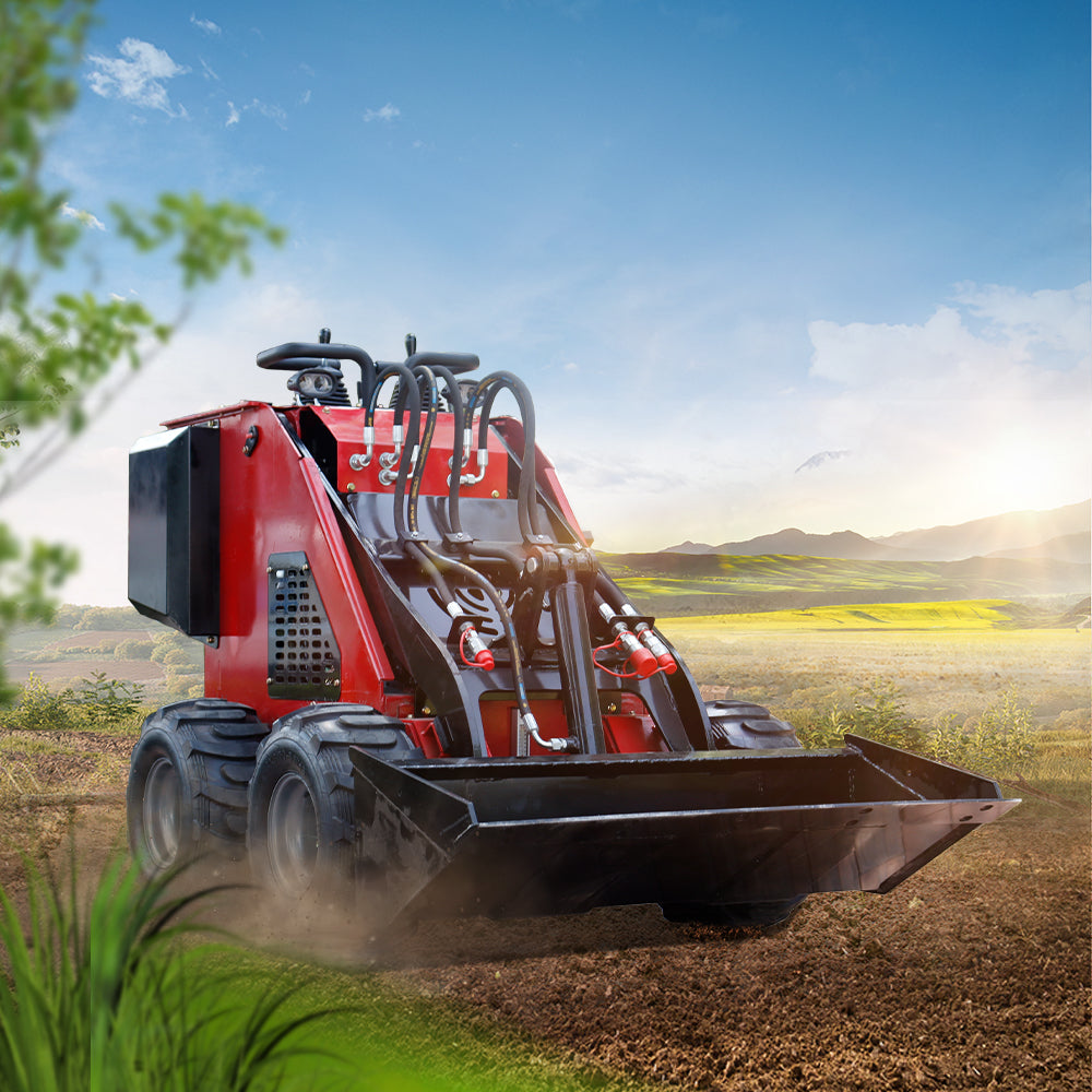 Mini Stand On Skid Steer Wheel Loader With 13.5 HP Gasoline Engine