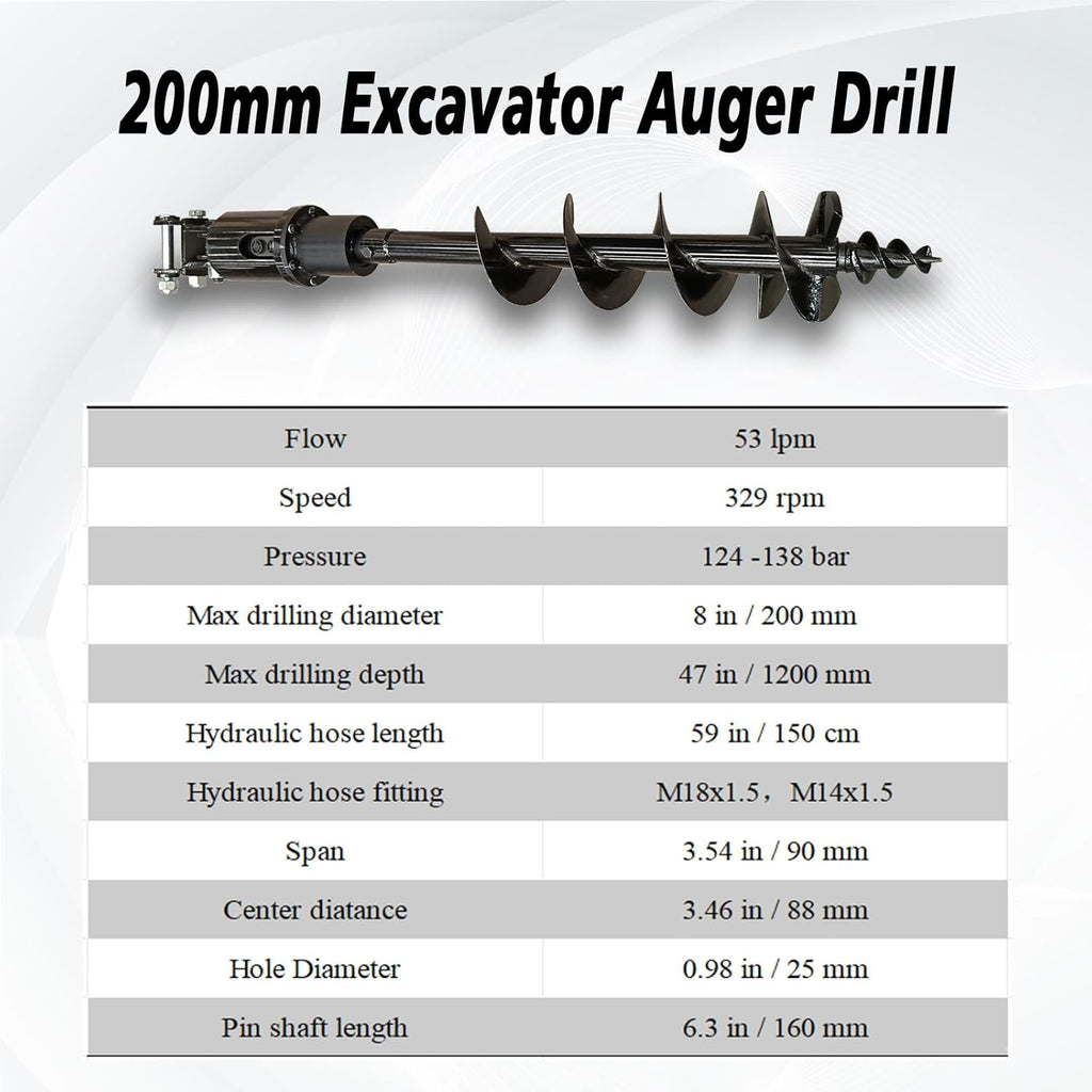 Mini Excavator Auger 200mm/300mm