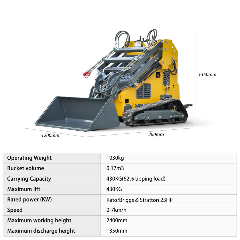 23 HP, Two-pump Three-valve Mini Stand On Skid Steer Track Loader