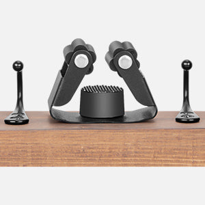 Wood & Stainless Broom Mop Holder - 5 Slots 4 Hooks