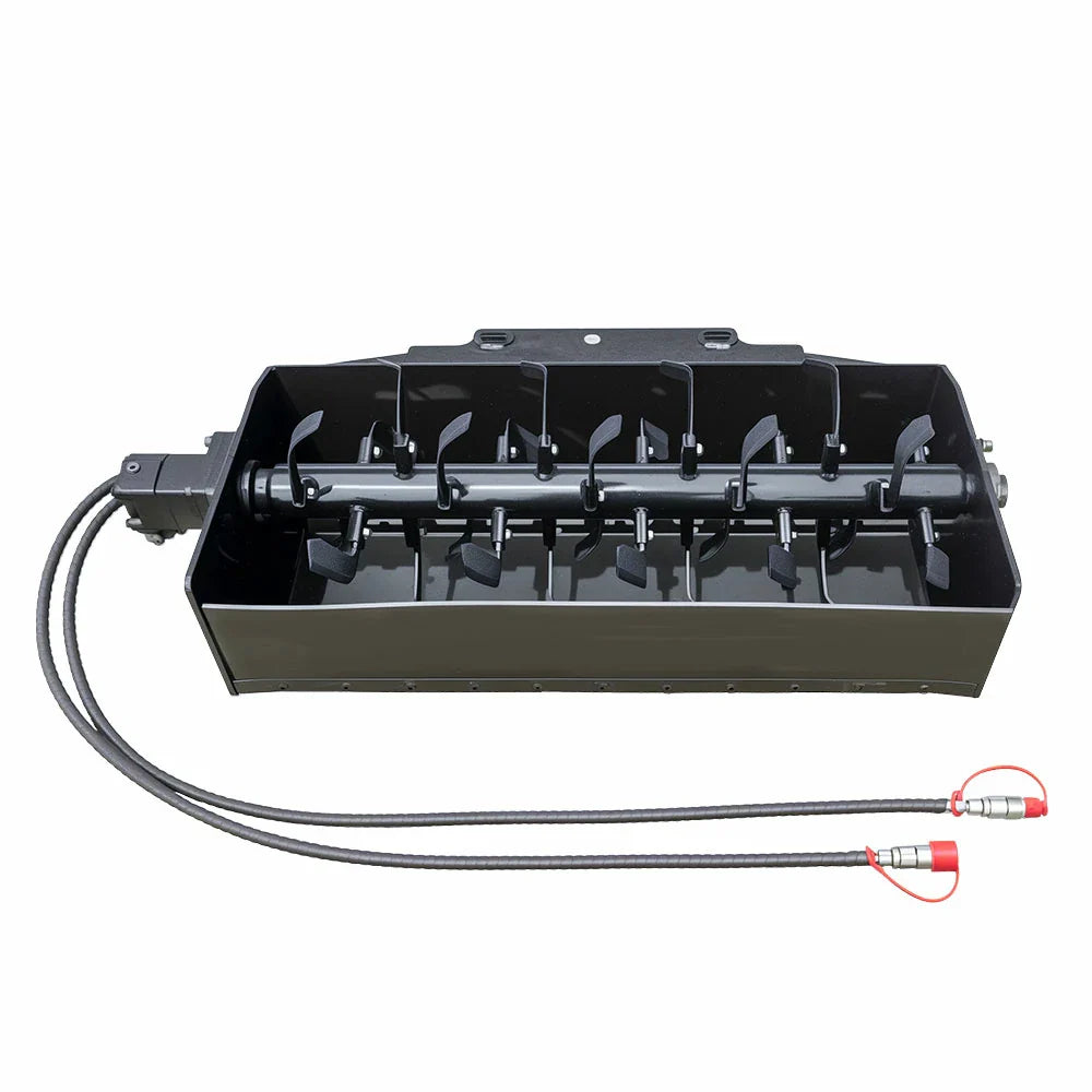 Rotary Tiller Attachment with Hoses for Skid Steer Loader