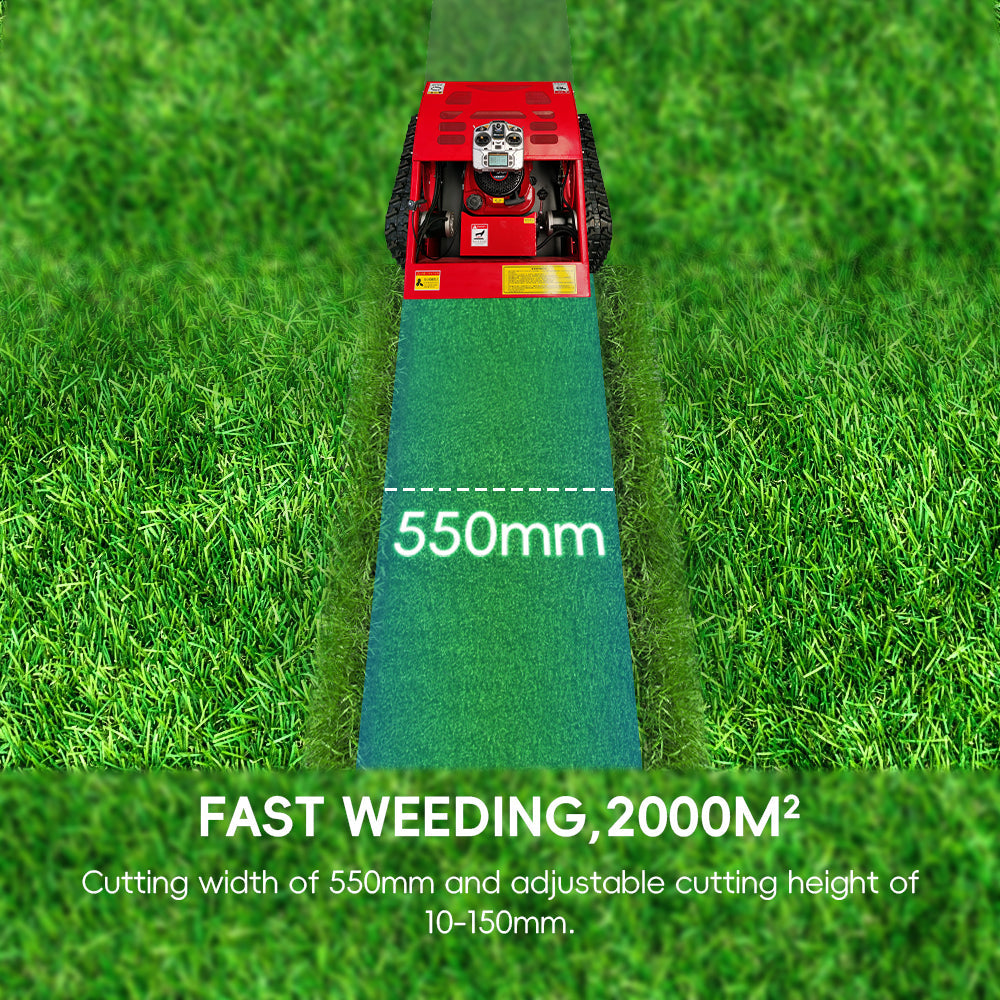 Remote Control Lawn Mower with Tracks – 21' Gasoline Remote Control Mower