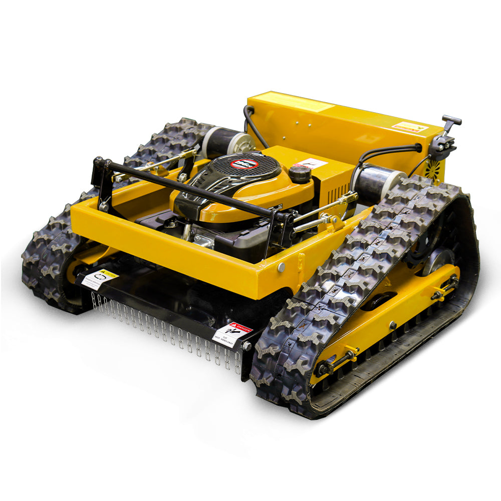 Remote Control Lawn Mower with Tracks – 21' Gasoline Mower, Adjustable Cutting Height, 45° Slope Climbing