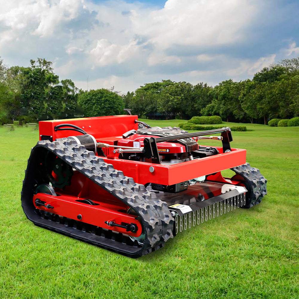 Remote Control Lawn Mower with Tracks – 21' Gasoline Mower, Adjustable Cutting Height, 45° Slope Climbing