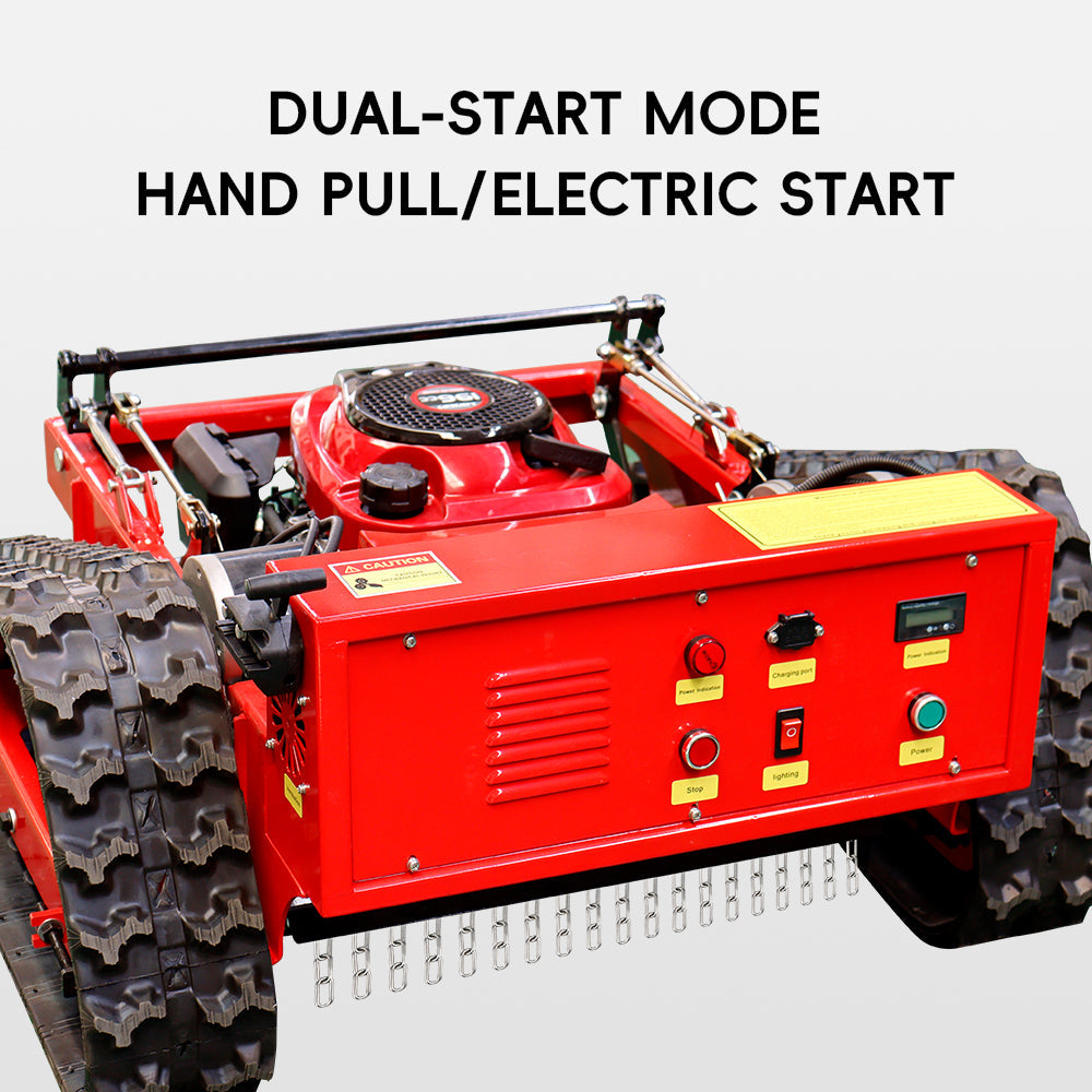 Remote Control Lawn Mower with Tracks – 21' Gasoline Mower, Adjustable Cutting Height, 45° Slope Climbing
