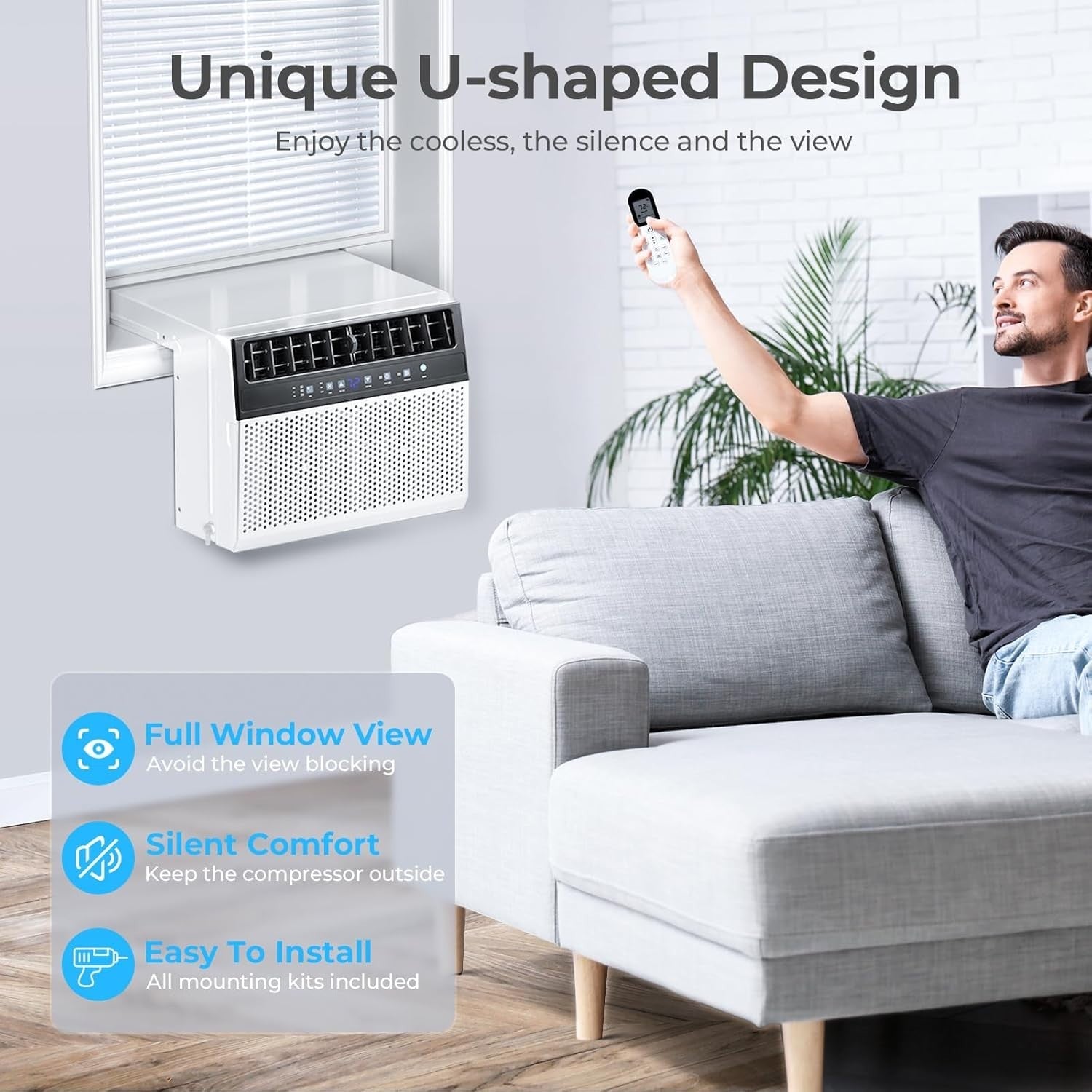 Air Conditioner Window U-Shaped, 10,000BTU AC Units Cools up to 550 SFt 120V