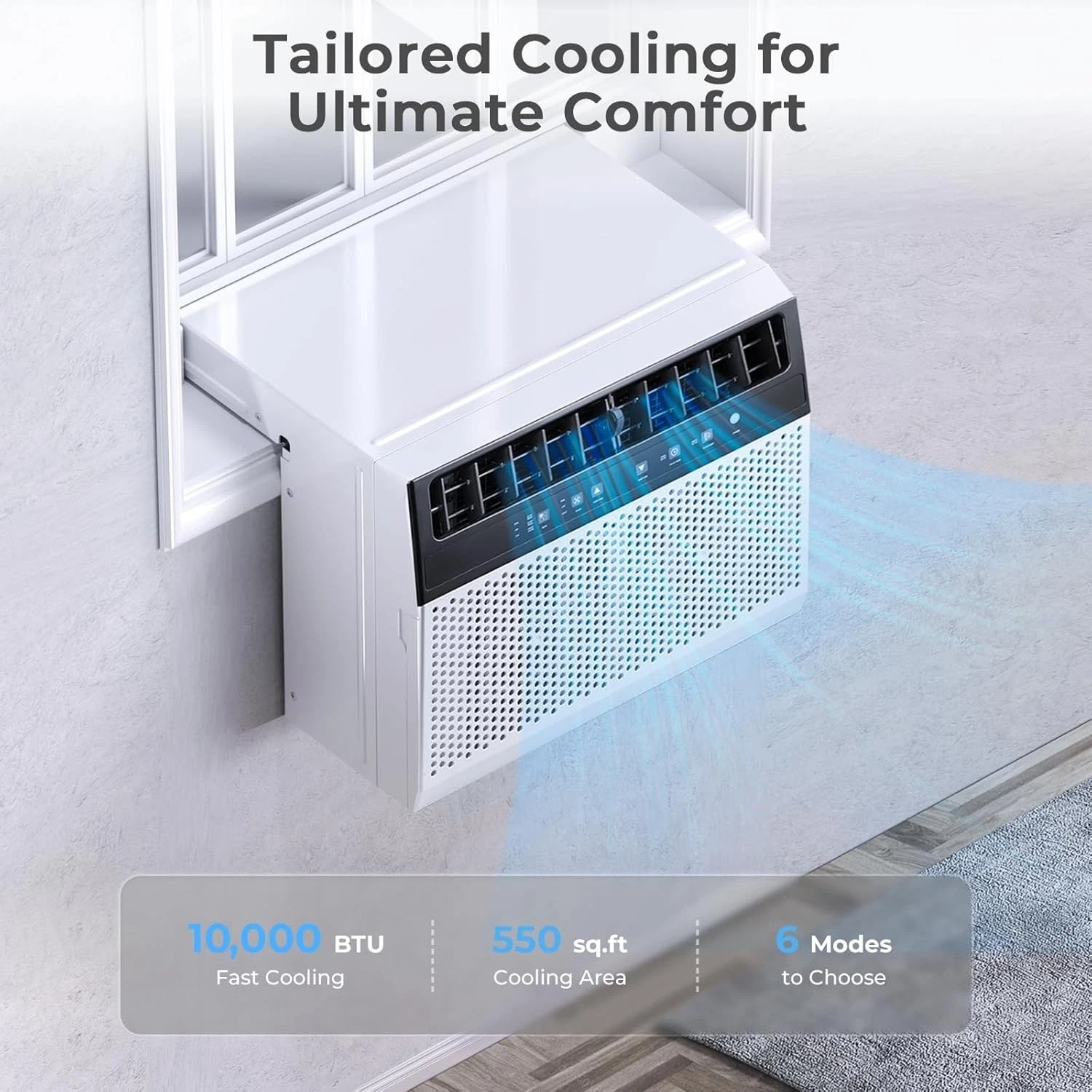 Air Conditioner Window U-Shaped, 10,000BTU AC Units Cools up to 550 SFt 120V