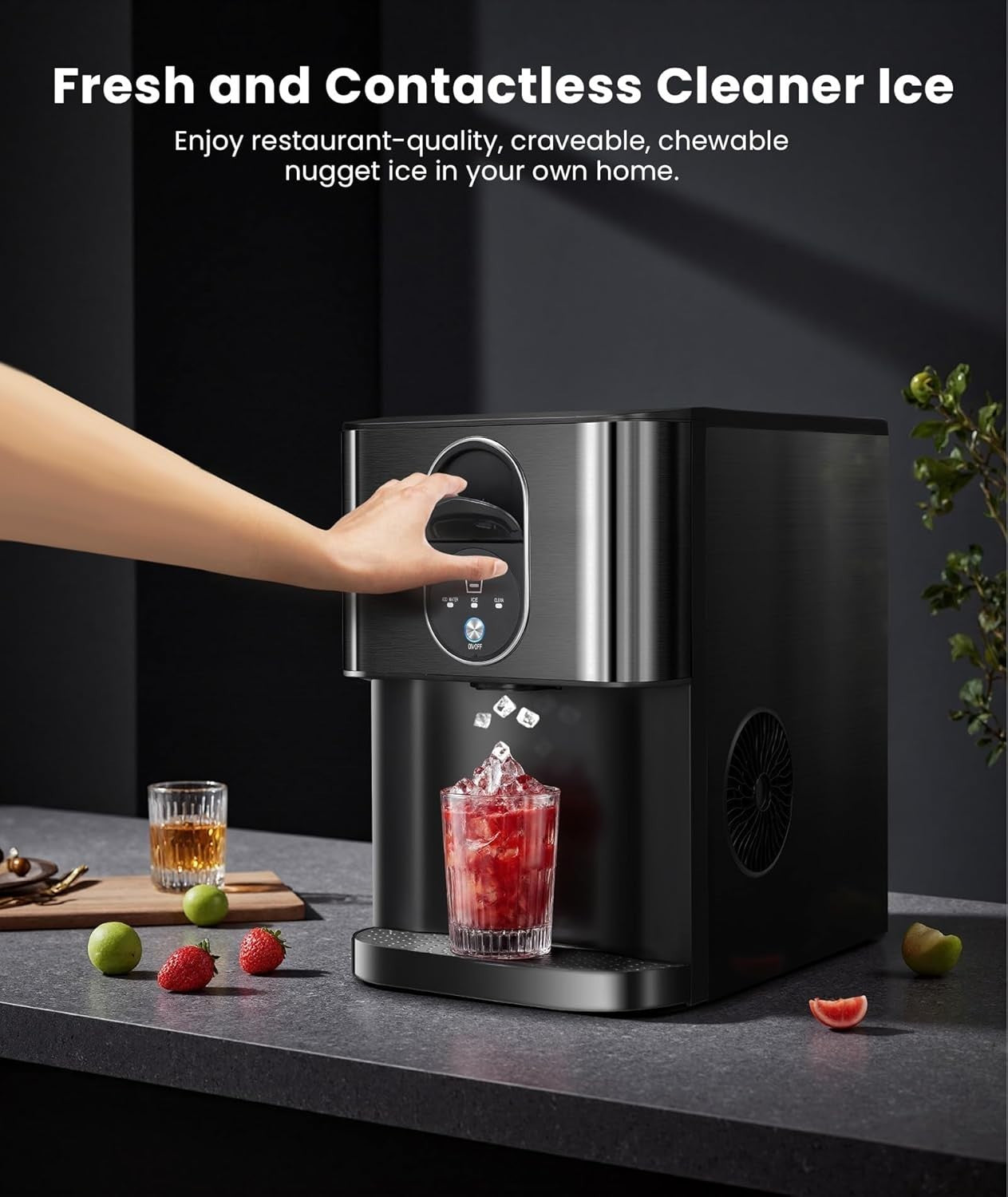 Nugget Ice Maker Countertop, 44lbs/24H Soft Chewable Pellet Ice Maker Machine Di