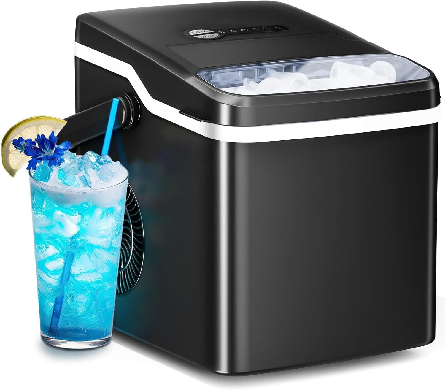 Ice Maker Countertop with Auto-Cleaning, 26Lbs/24Hrs, 9 Cubes in 6 Mins