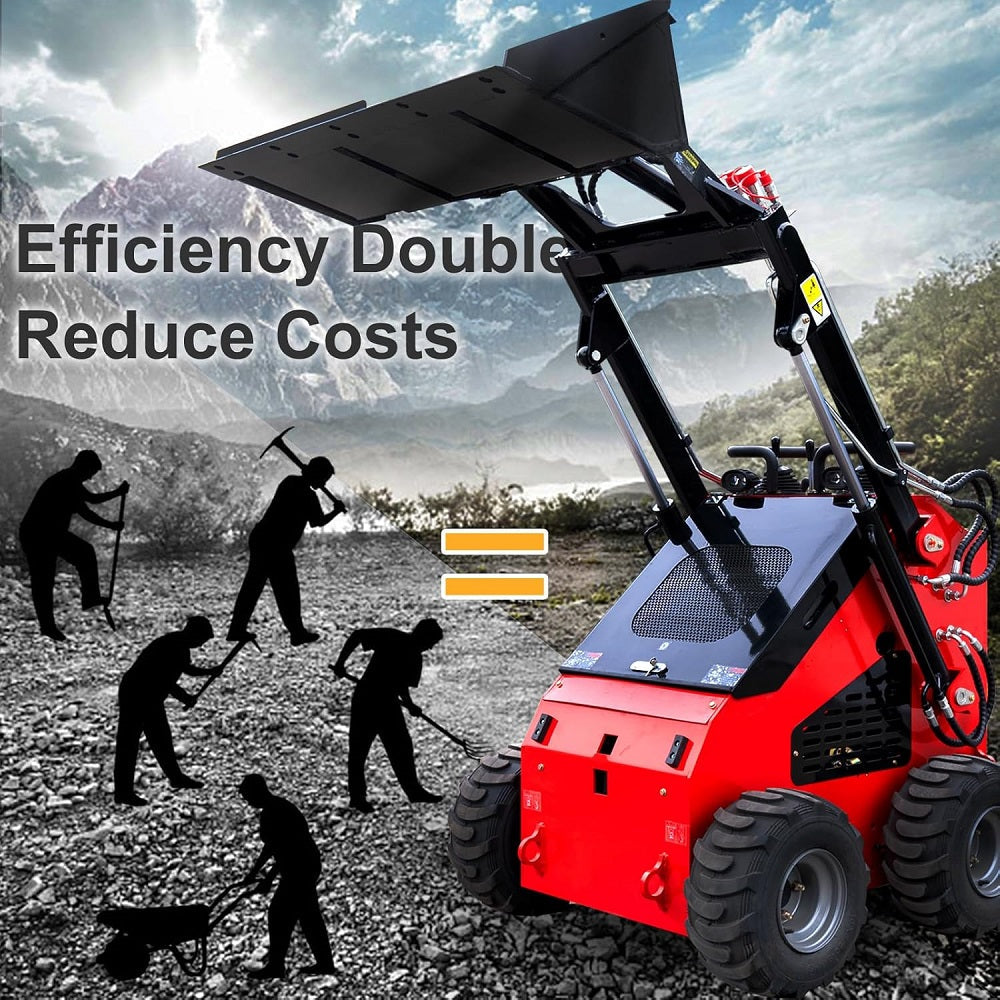 23 HP, 800 Kg Mini Stand On Skid Steer Wheel Loader