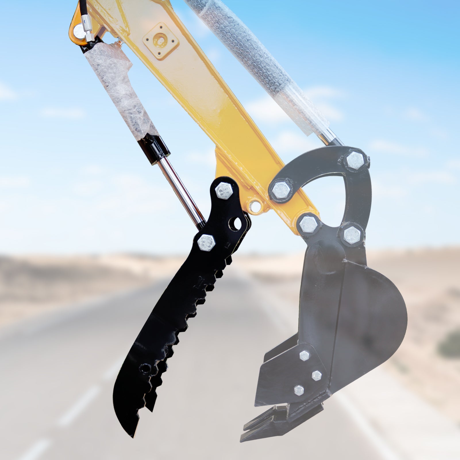 Mini Excavator Hydraulic Thumb Clip with 2 Hydraulic Cylinder for Small Digger up to 2 tons