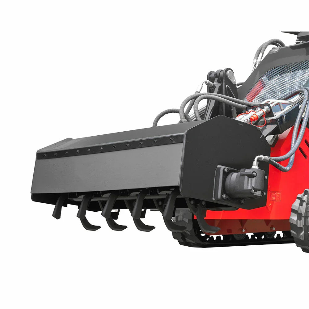 Rotary Tiller Attachment with Hoses for Skid Steer Loader