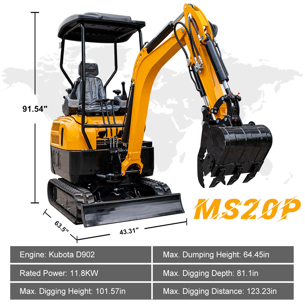 2-Tons Mini Excavator, Kubota Diesel Engine,Hydraulic Pilot Excavator With Hydraulic Thumb, Side Swing For Sale