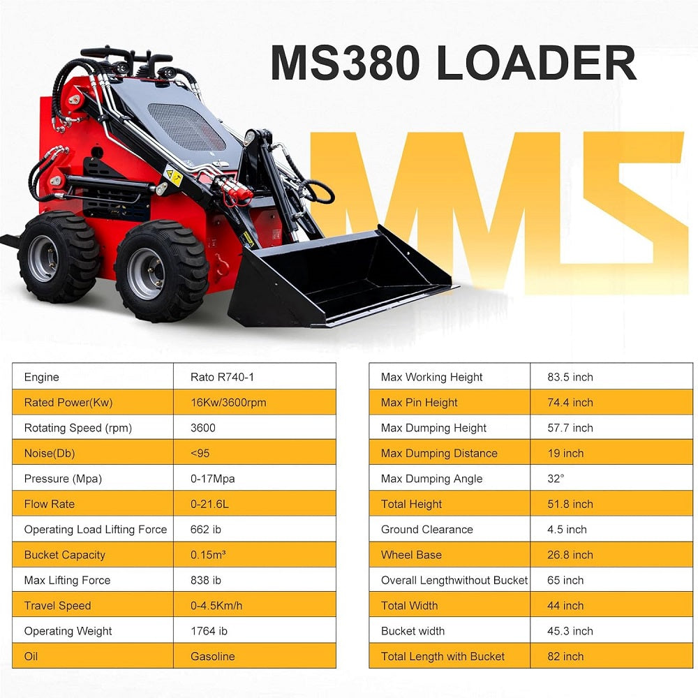 23 HP, 800 Kg Mini Stand On Skid Steer Wheel Loader