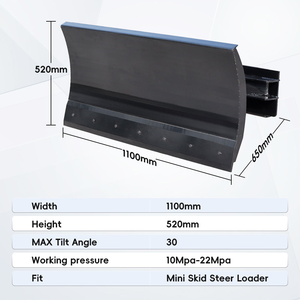 Hydraulic Skid Steer Snow Plow, 30° Left & Right for Skid Steer Loader