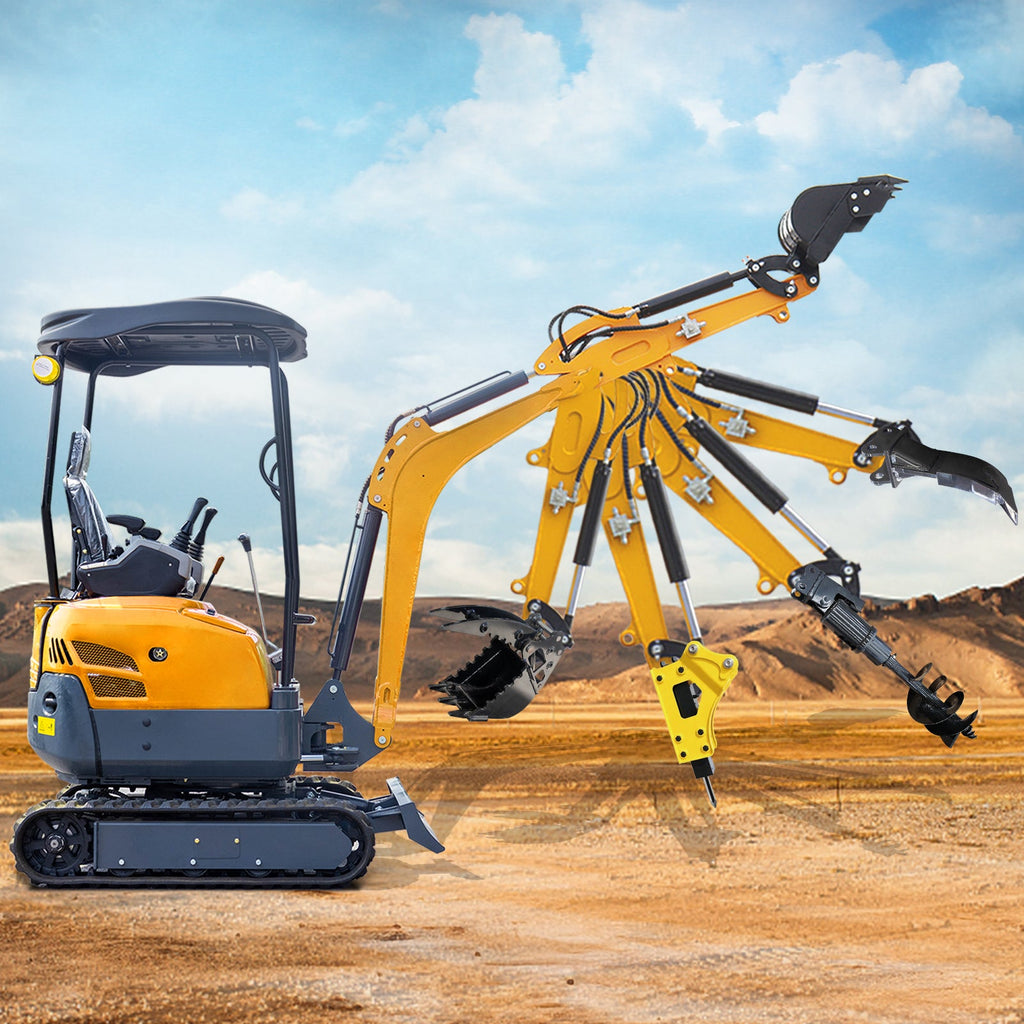 Mini Excavator Hydraulic Thumb Clip with 2 Hydraulic Cylinder for Small Digger up to 2 tons