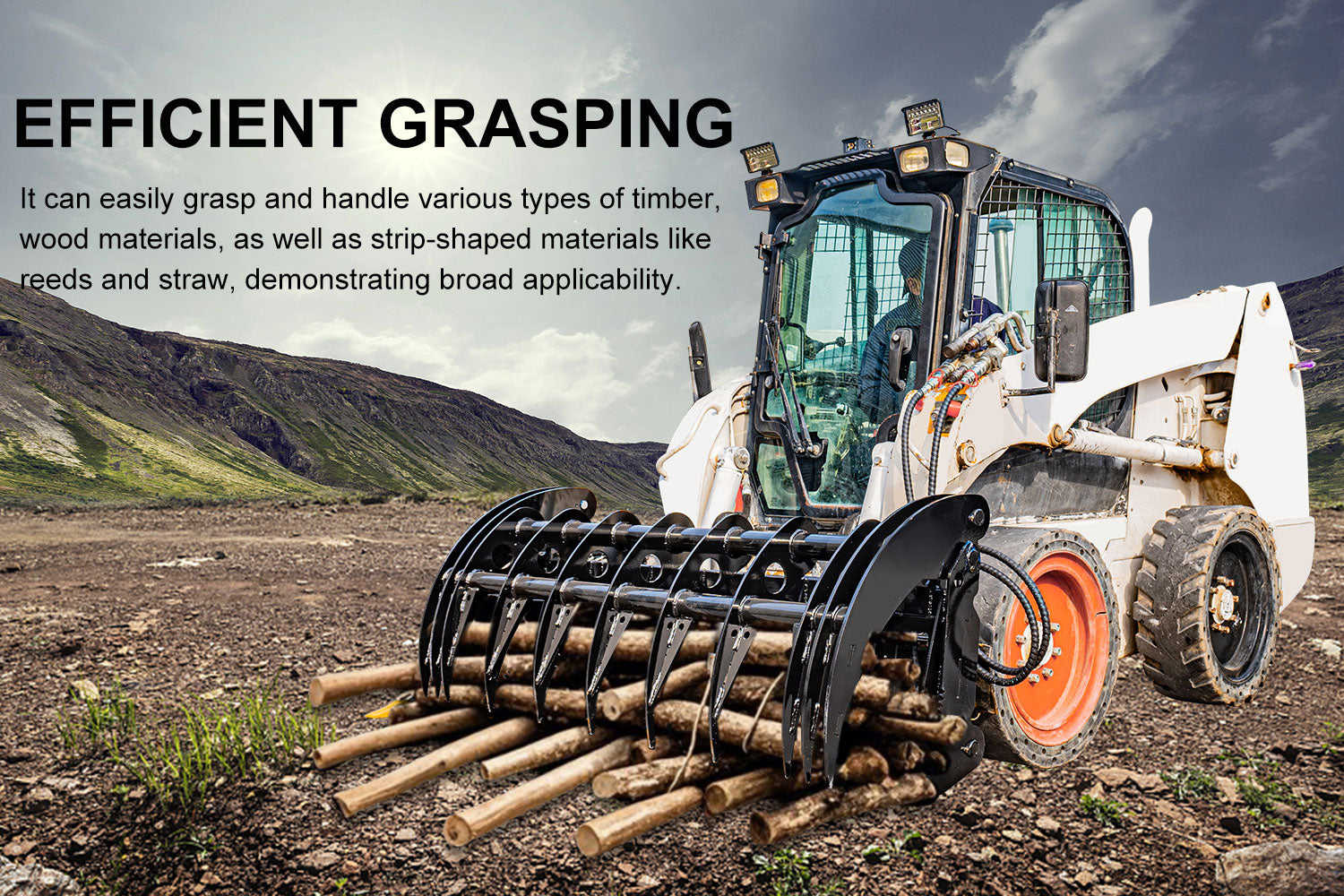 72' Skid Steer Grapple Attachment, 45' Claw Opening