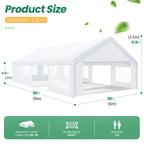 20x30ft Party Tent Gazebo Heavy Duty Canopy Banquet Shed Pavilion With 6 Sidewall Commercial Wedding Gazebo UV 50+ Waterproof