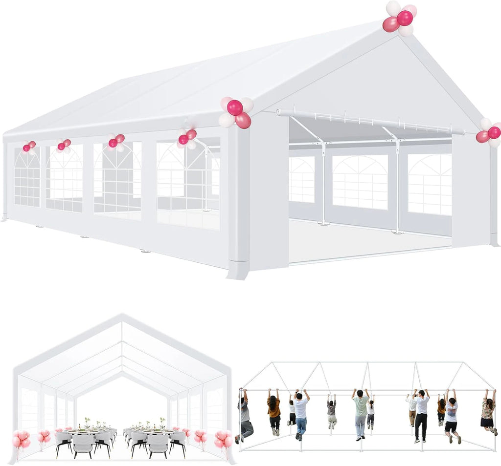 20x30ft Party Tent Gazebo Heavy Duty Canopy Banquet Shed Pavilion With 6 Sidewall Commercial Wedding Gazebo UV 50+ Waterproof