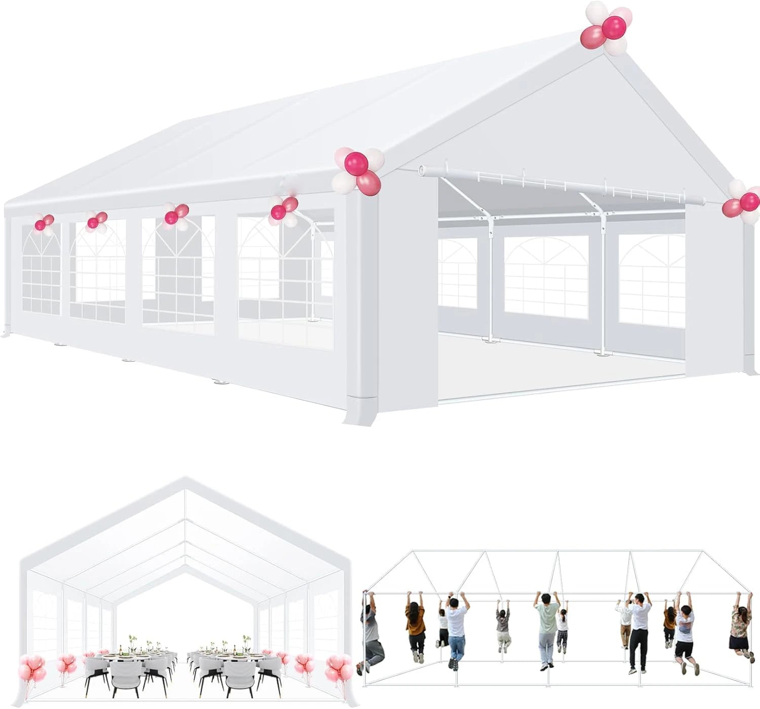 20x30ft Party Tent Gazebo Heavy Duty Canopy Banquet Shed Pavilion With 6 Sidewall Commercial Wedding Gazebo UV 50+ Waterproof