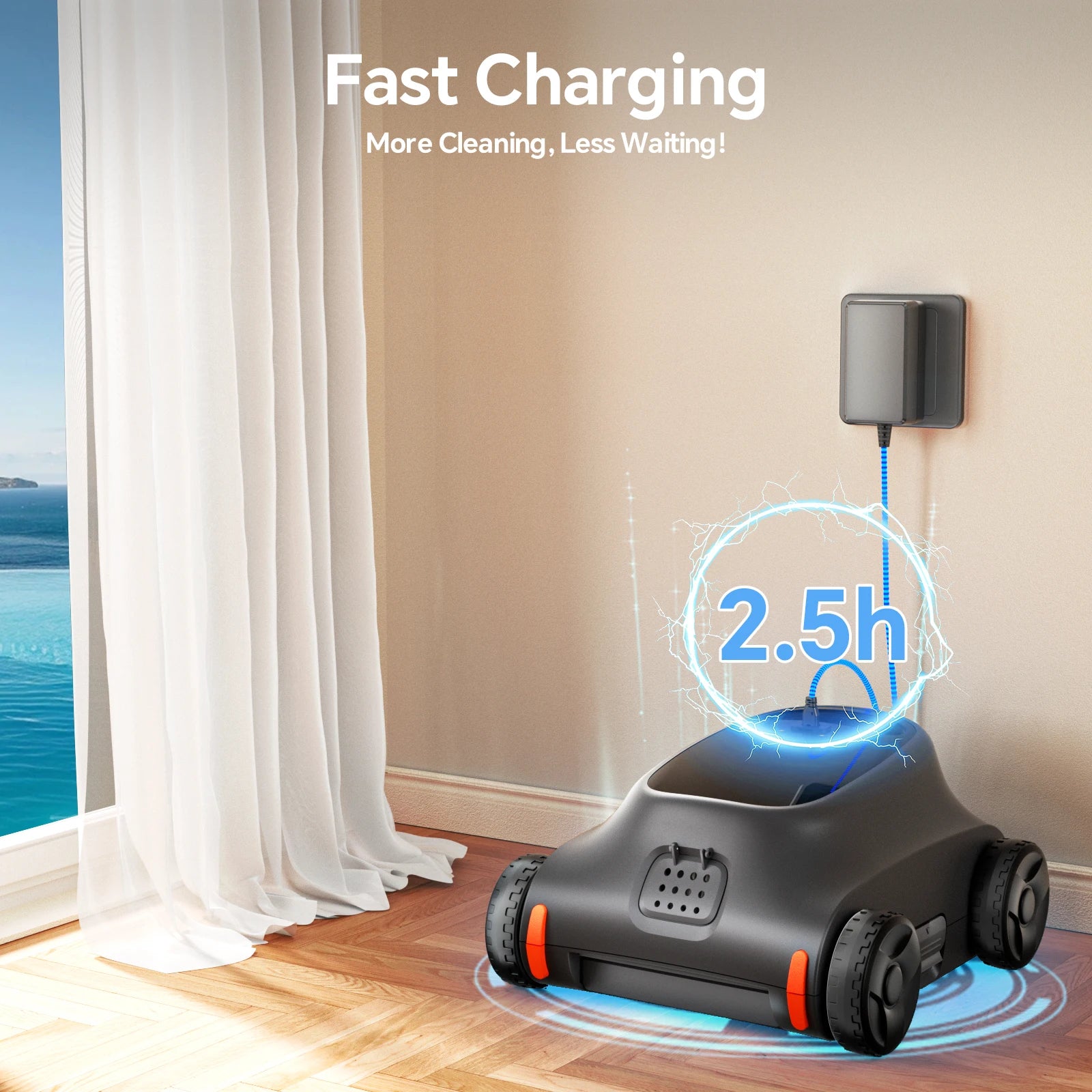 Robotic Pool Vacuum for Above Ground Pool, 180 Mins Runtime