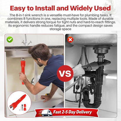 8-in-1 Plumbing Wrench - Faucet & Sink Installer Tool