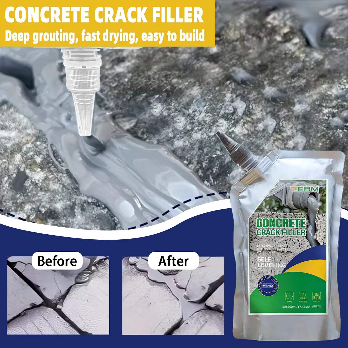 Concrete Crack Filler Self-Leveling - Driveway Repair