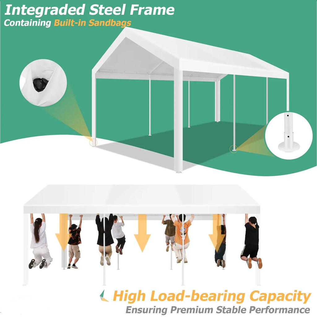 10x20ft Party Tent Heavy Duty Wedding Canopy for Events, 4 Removable Sidewalls, Built-in Sandbag, UV50+, Waterproof, White