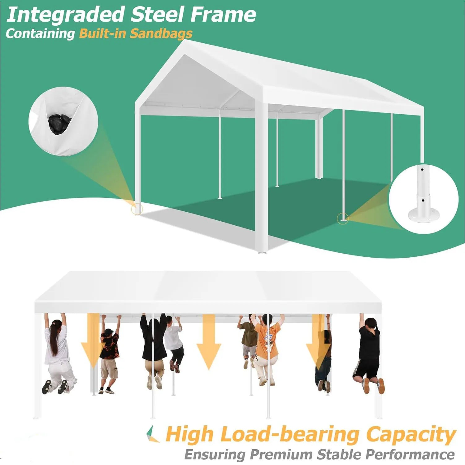 10x20ft Party Tent Heavy Duty Wedding Canopy for Events, 4 Removable Sidewalls, Built-in Sandbag, UV50+, Waterproof, White