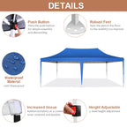 10x20ft Pop Up Canopy Gazebo With 6 Sidewall Wedding Party Outdoor Gazebos UV50+ Waterproof Tent For Parties 3 Adjustable Height